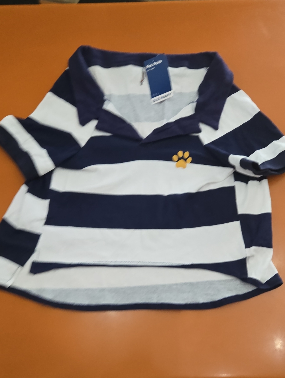 Old Navy Navy & White Striped Pet Polo with Paw Accent, SIze XXL